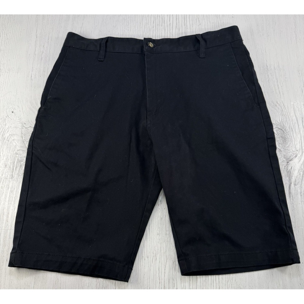 Volcom Corps Class Mens Chino Shorts Size 32 Black Cotton Blend Flat Front Skate